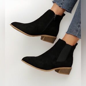 Elegant Black Heeled Ankle Boots Side Zip, Size 9 
NWOT